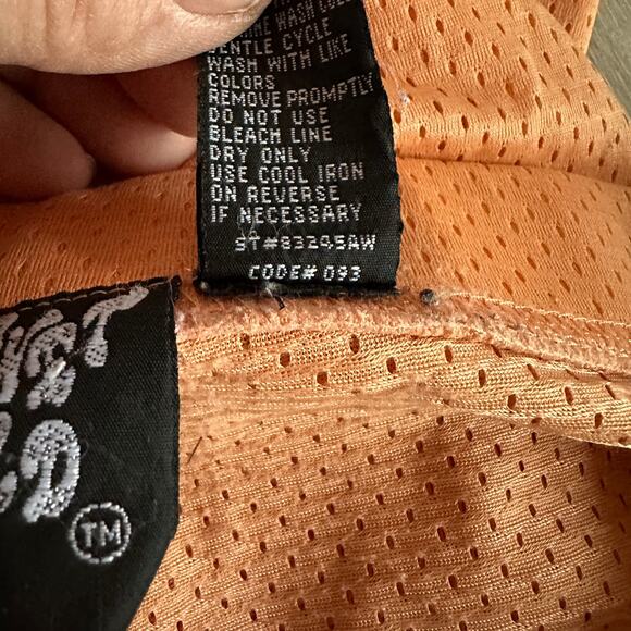 Planet Gold Peach Orange Mesh Wide Flare Leg Pants Joggers L Large - Picture 7 of 9